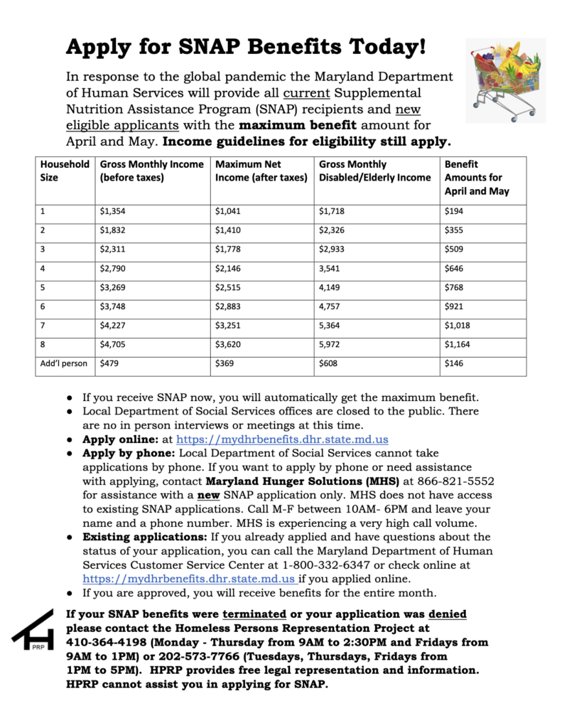 Want to see if you’re eligible for SNAP? Maryland Hunger Solutions